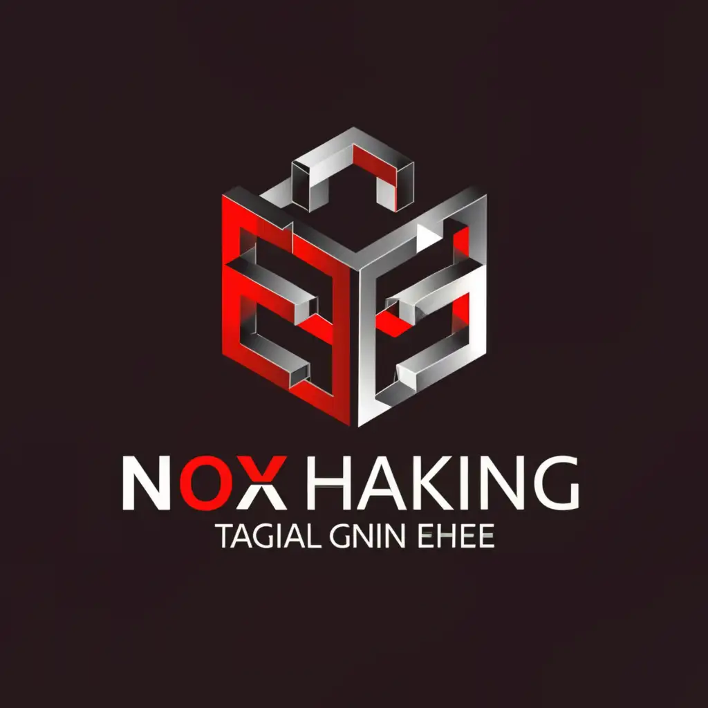 a logo design,with the text "Nox haking", main symbol:3d logo red color background,Moderate,be used in Technology industry,clear background