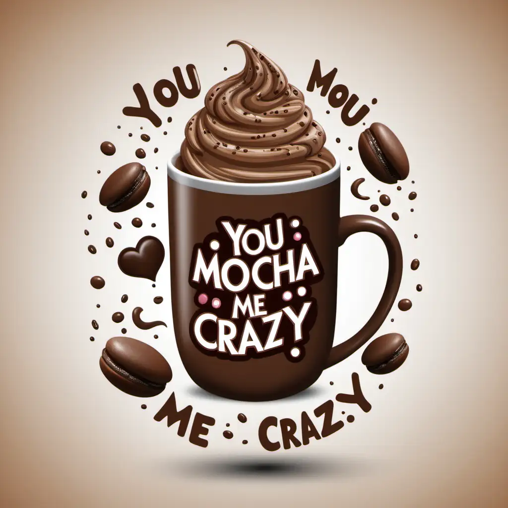 Whimsical Mocha Love Vibrant Coffee Cup Couples in Playful Harmony