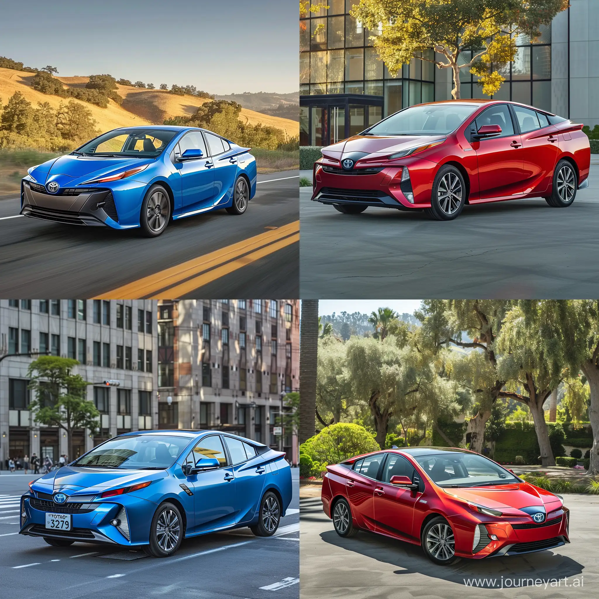 Toyota-Prius-2023-Electric-Green-Car-in-Urban-Setting