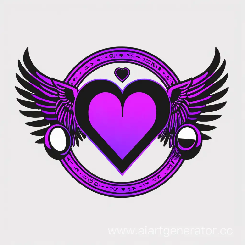 wings logo circle cyberpank black heart violet fone