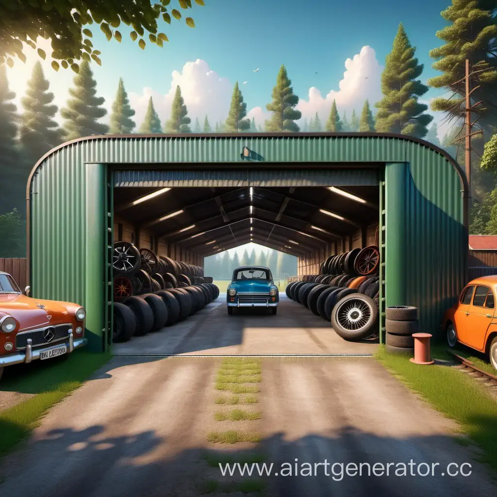 Enchanted-Forest-Garage-with-Railway-and-Vintage-Car-Tools