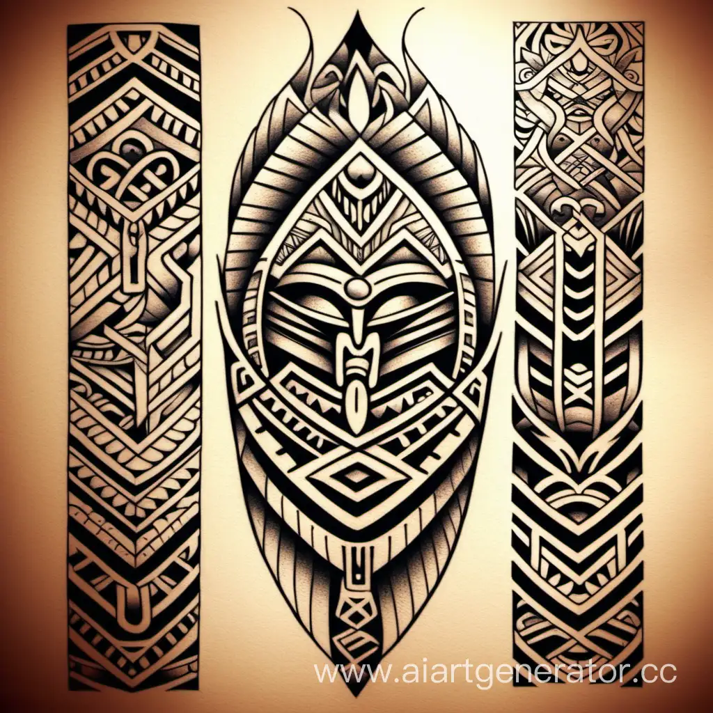 PolynesianStyle-Leg-Tattoo-Sketch-Traditional-Tribal-Design-Inspiration