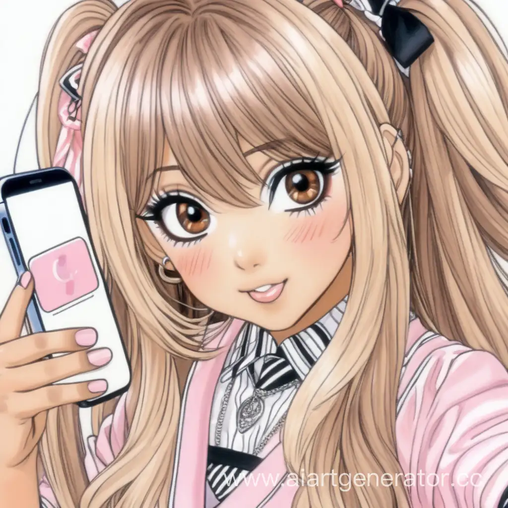 Aesthetic-Gyaru-Girl-Posing-for-a-Selfie-with-Style-and-Elegance