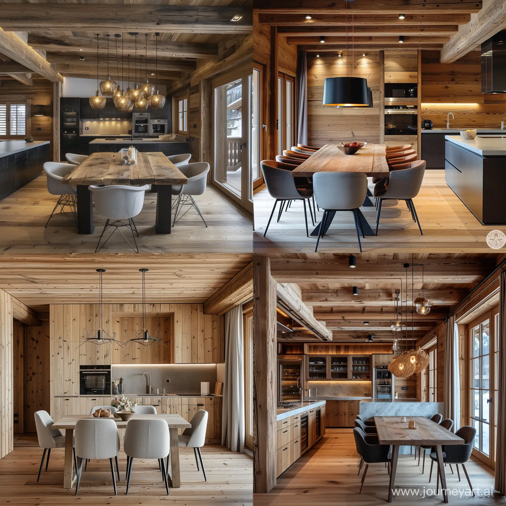 Cozy-Chalet-Style-Kitchen-with-Wooden-Facades