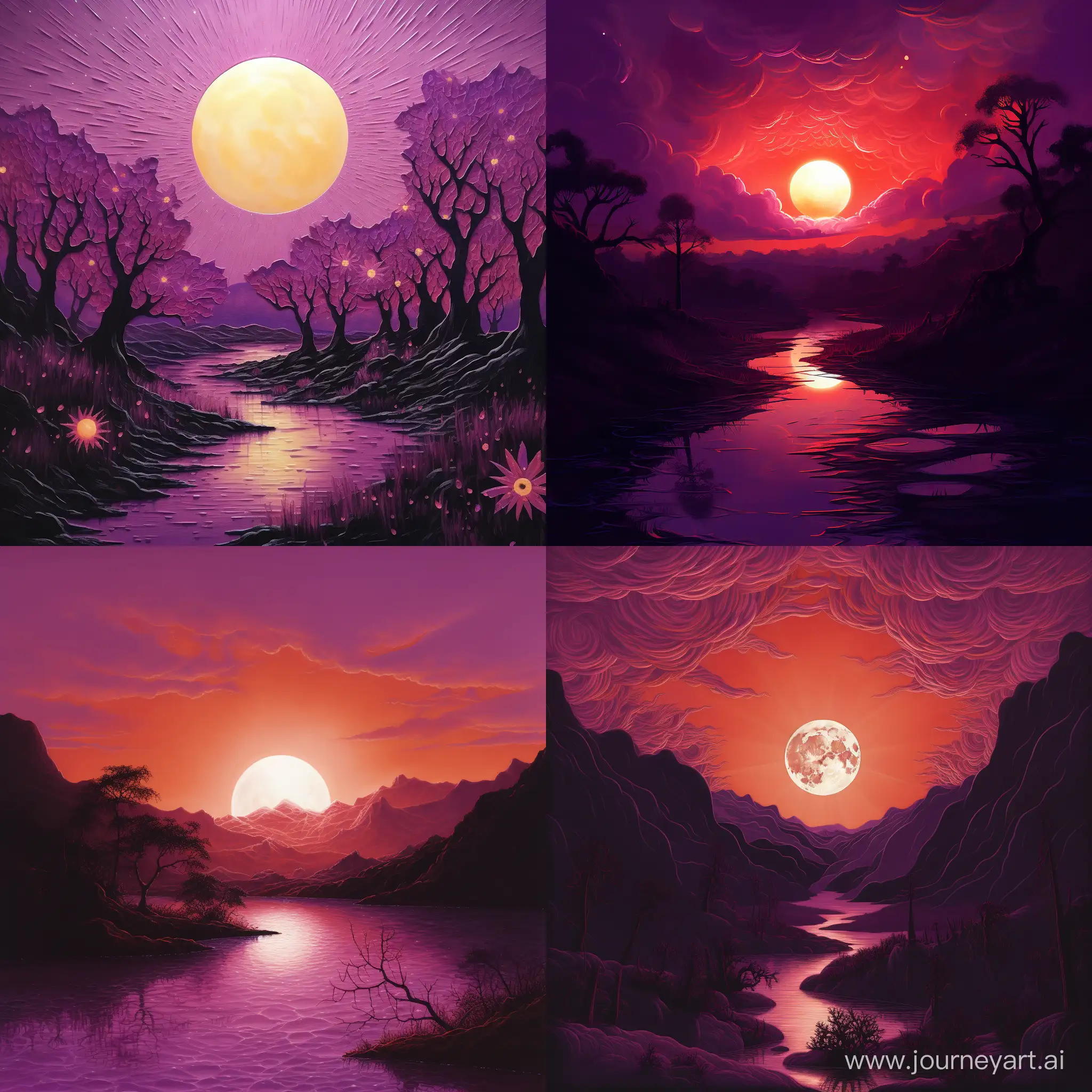 Vibrant-Purple-Sun-in-a-Surreal-Landscape