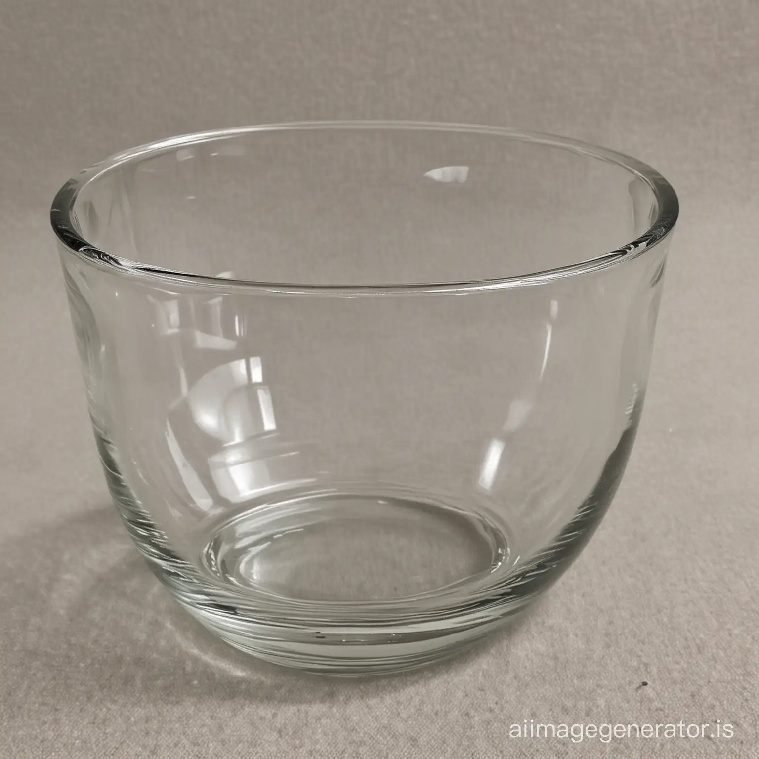 an empty clear glass bowl vase that is about 5" high and 5" wide