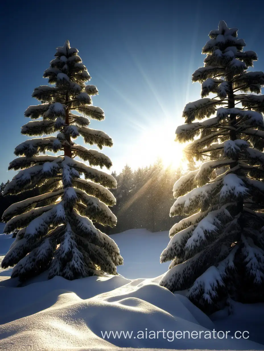 Serene-Winter-Landscape-with-Pine-Trees-and-SnowCovered-Scenery