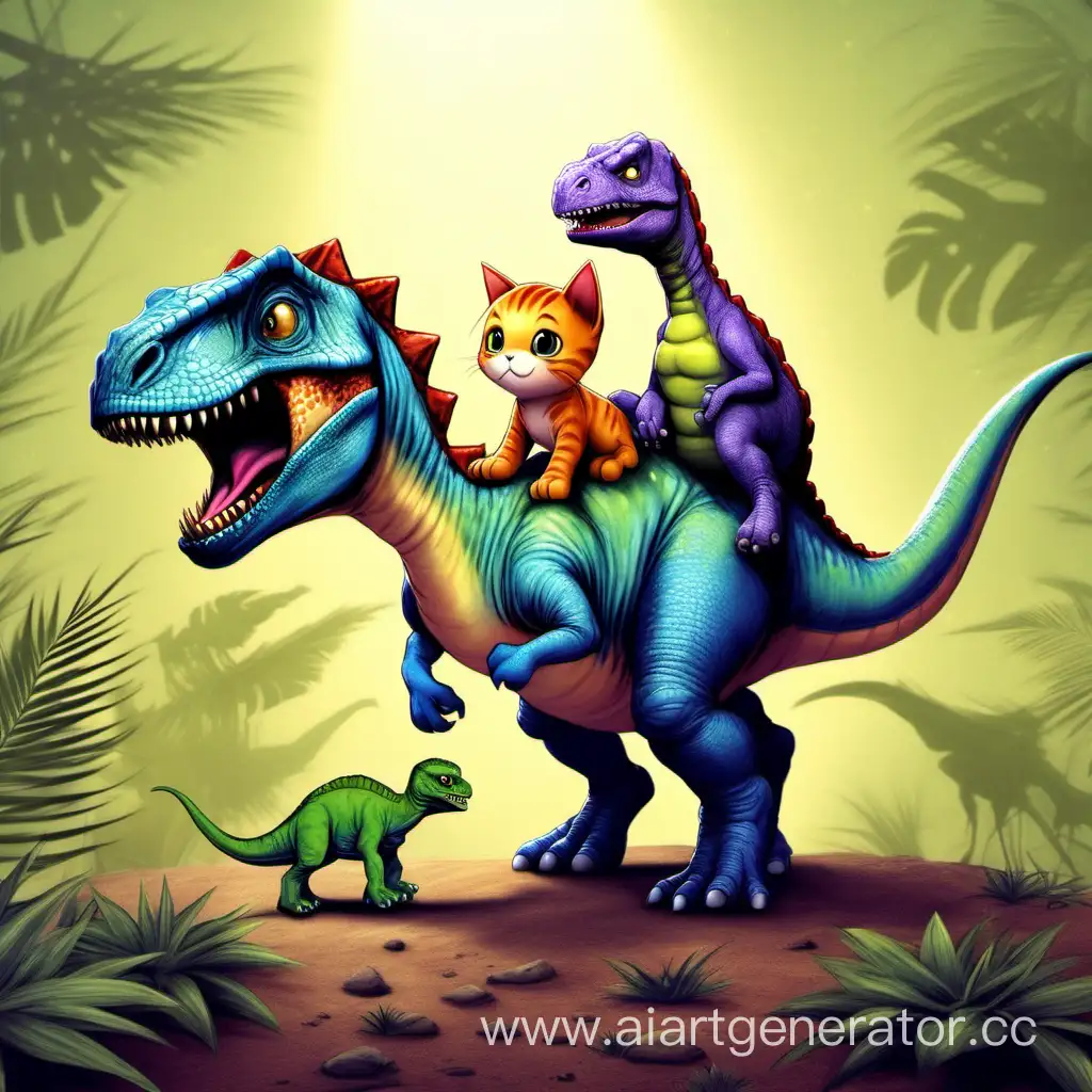 Adorable-Kitten-Riding-a-Dinosaur-in-Whimsical-Adventure