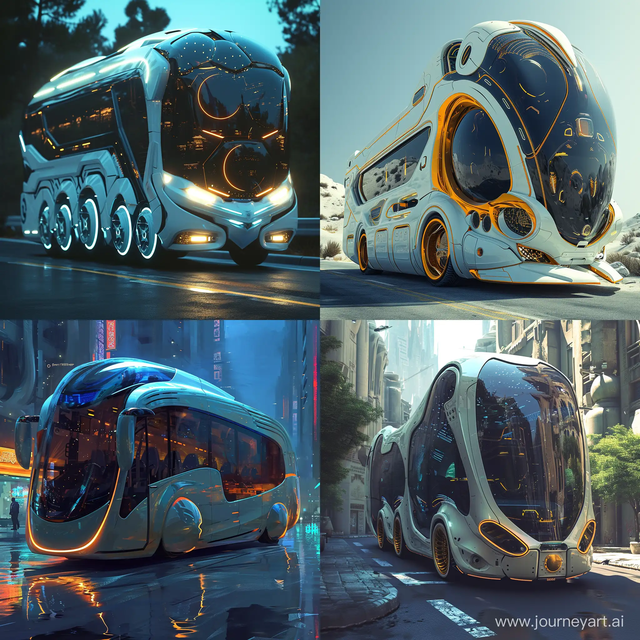 Futuristic bus, unusual shapes, artstation, DeviantArt, science fiction --v 6 
