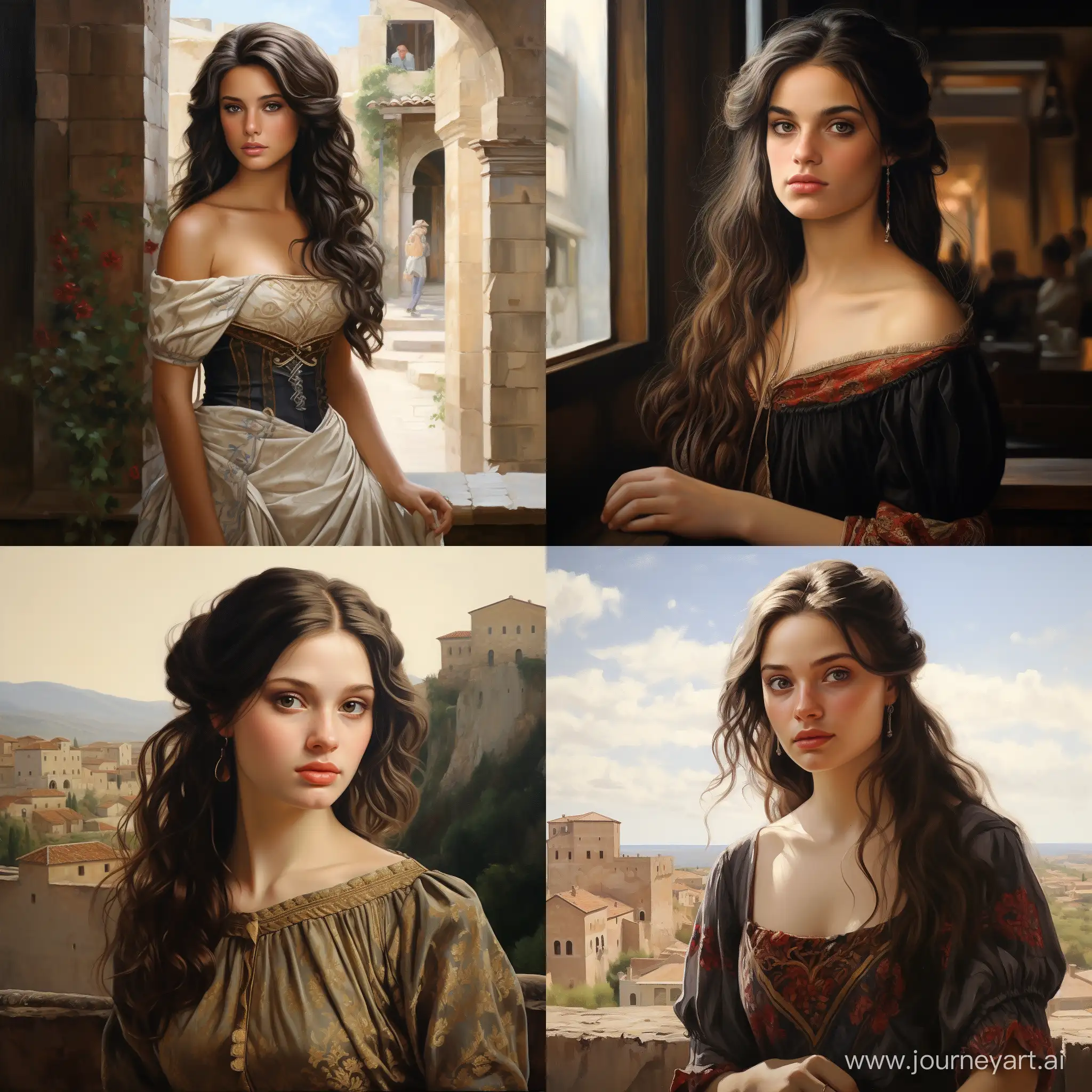 Italian-Girl-with-Straight-Brown-Hair-in-Traditional-Dress