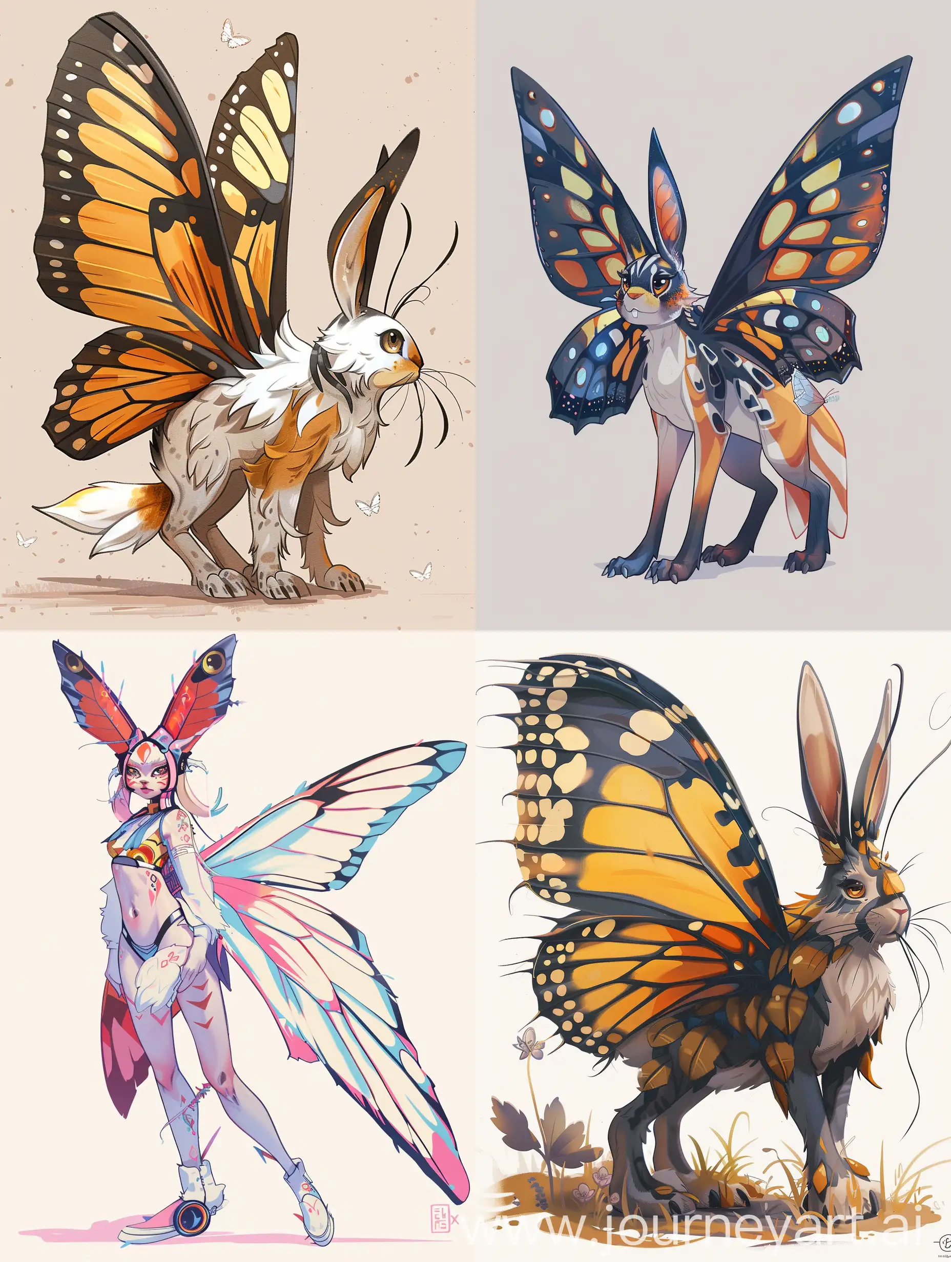 character concept, character design, adoptable, concept art, bunny x butterfly hybrid, furry, anthro