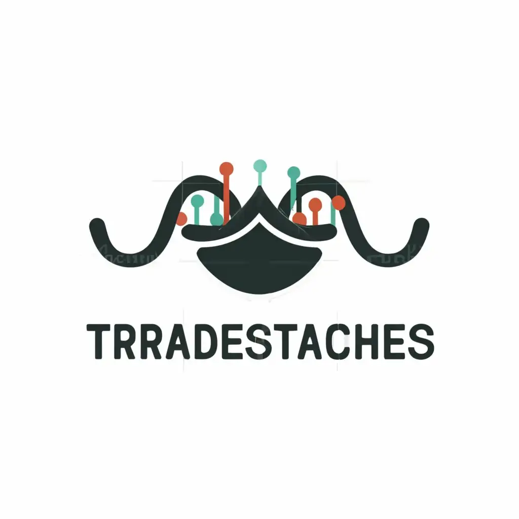 a logo design,with the text "Tradestache", main symbol:mustache with trading symbology,Minimalistic,be used in Finance industry,clear background