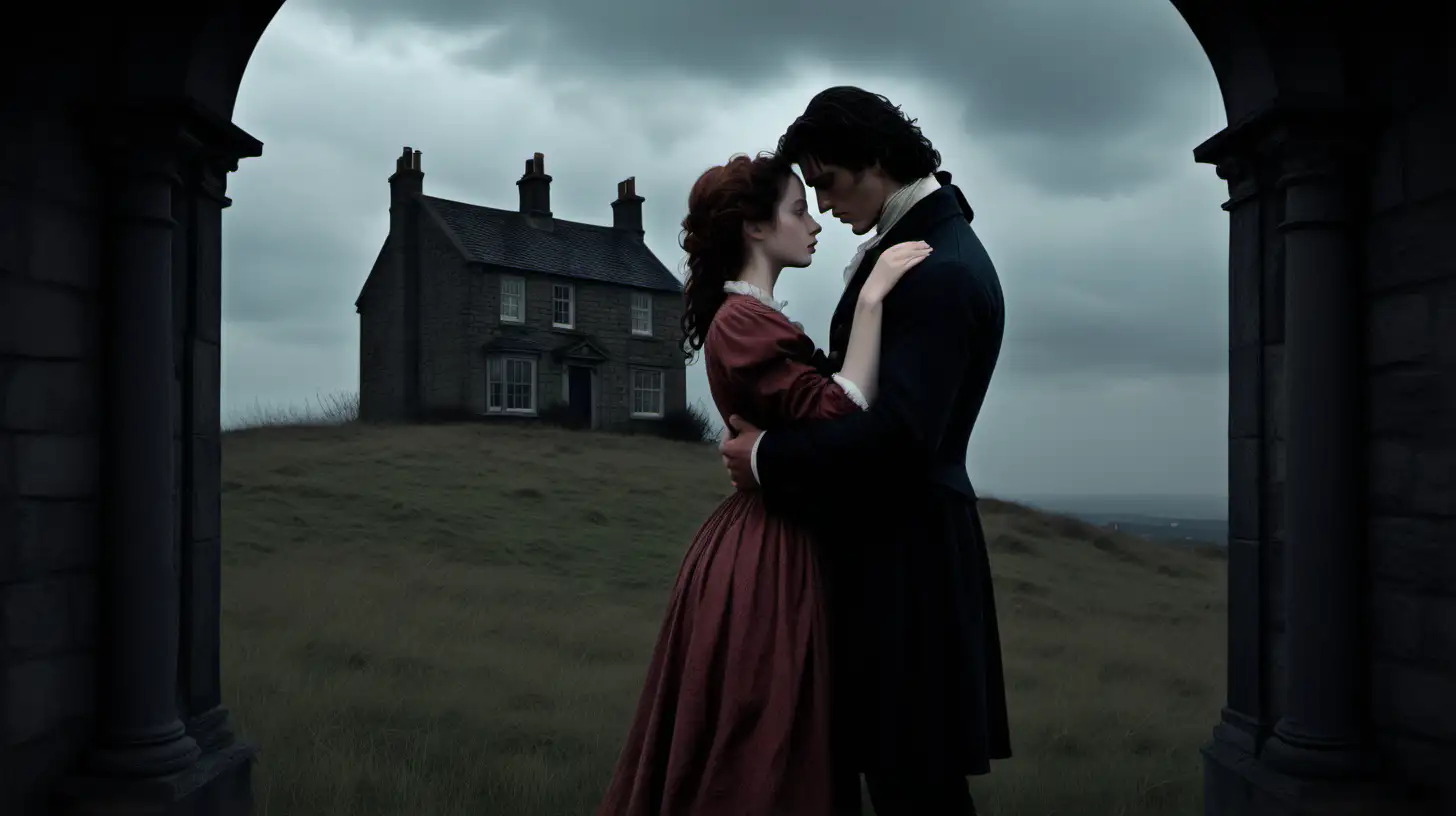 Heathcliff and Catherine Embrace at Wuthering Heights