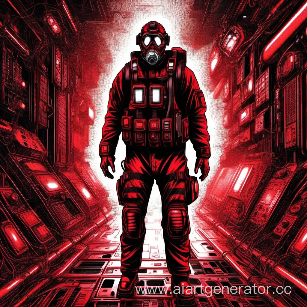 Technogenic emergency situation in black and red tones