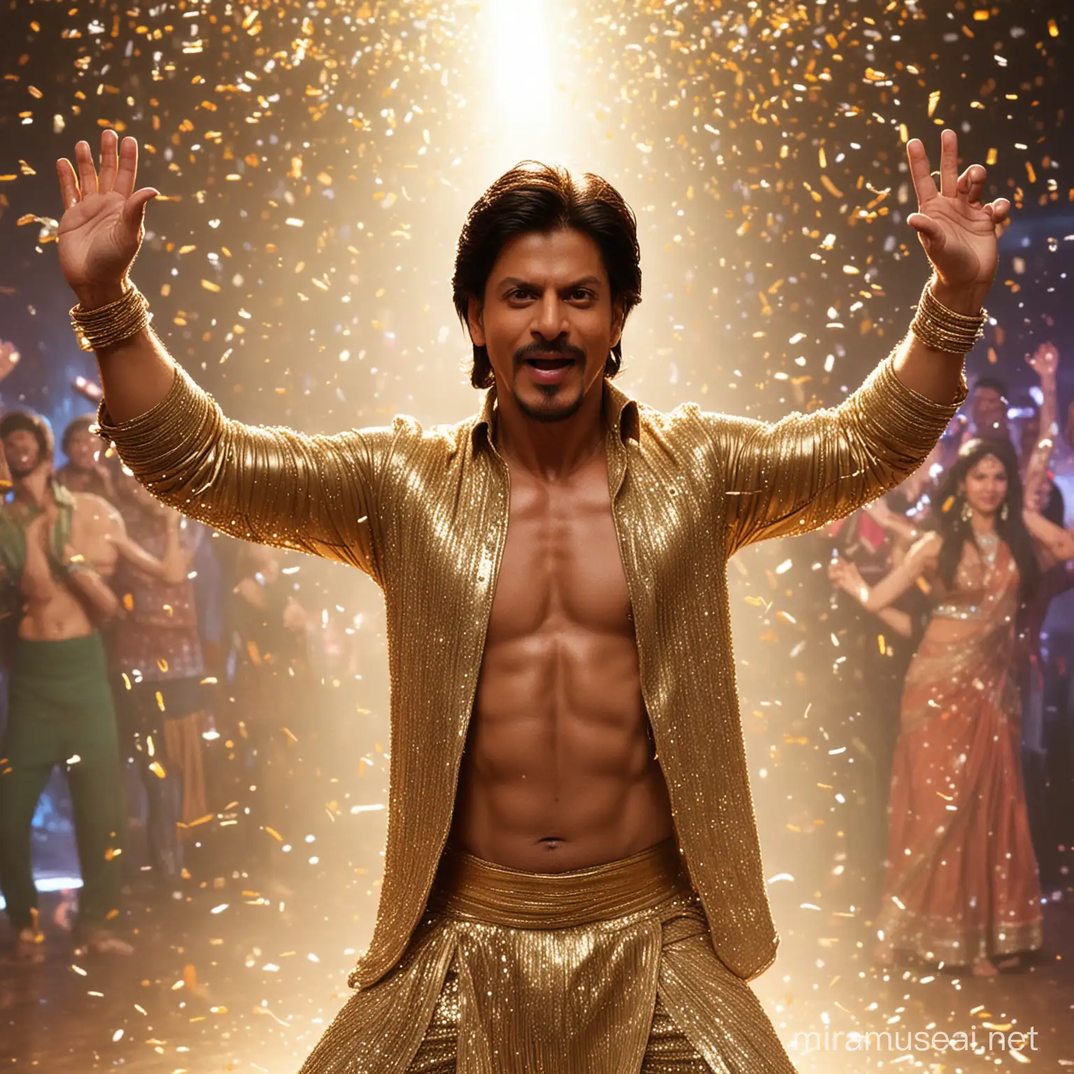Bollywood Star Dancing Scene Shahrukh Khan Lookalike in Happy New Year Style