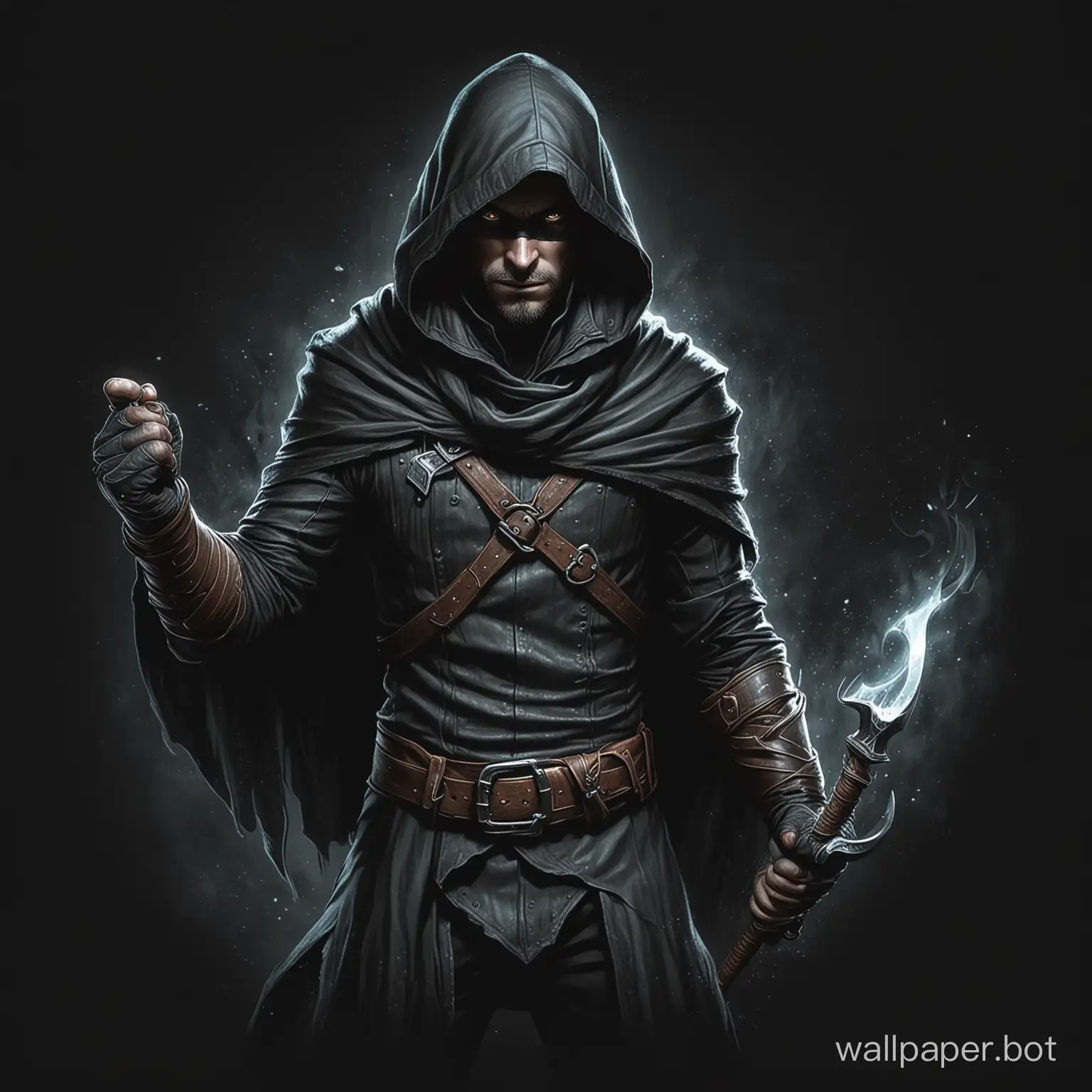 Draw a fantasy thief on a black background