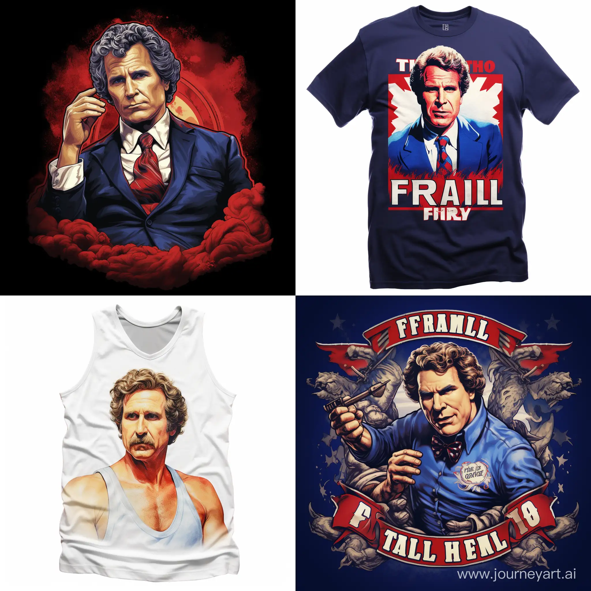 Will Ferrell Frank the tank from old school on a t shirt