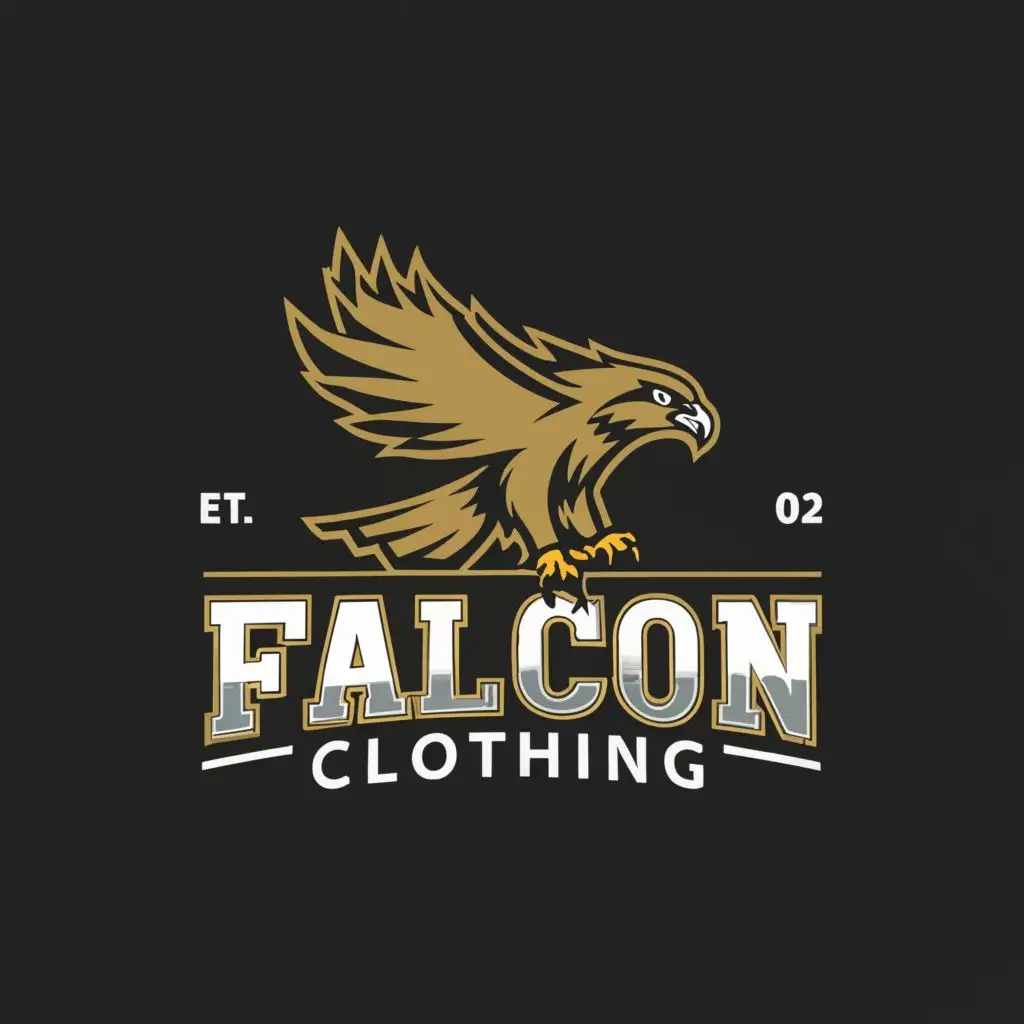 logo, Falcon , hawk, with the text "falcon clothing", typography