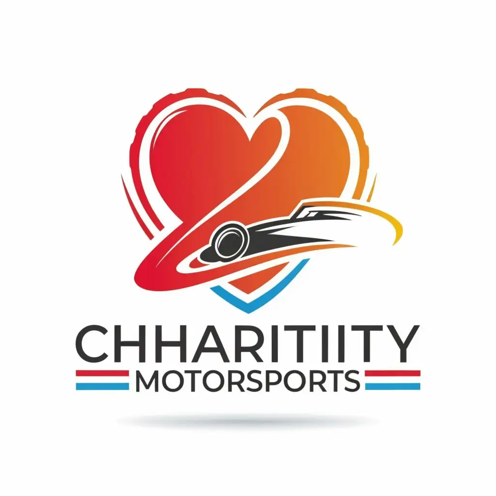 logo, Colored heart, with the text "Charity Motorsports", typography, be used in Automotive industry