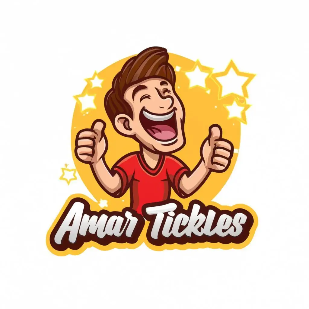 logo, Laughing Man, with the text "Amar Tickles", typography, be used in Entertainment,instagram page logo,3d,no blur,full hd,3d text,