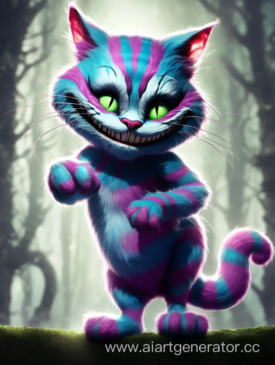 Enigmatic-Cheshire-Cat-Standing-with-Mystical-Aura