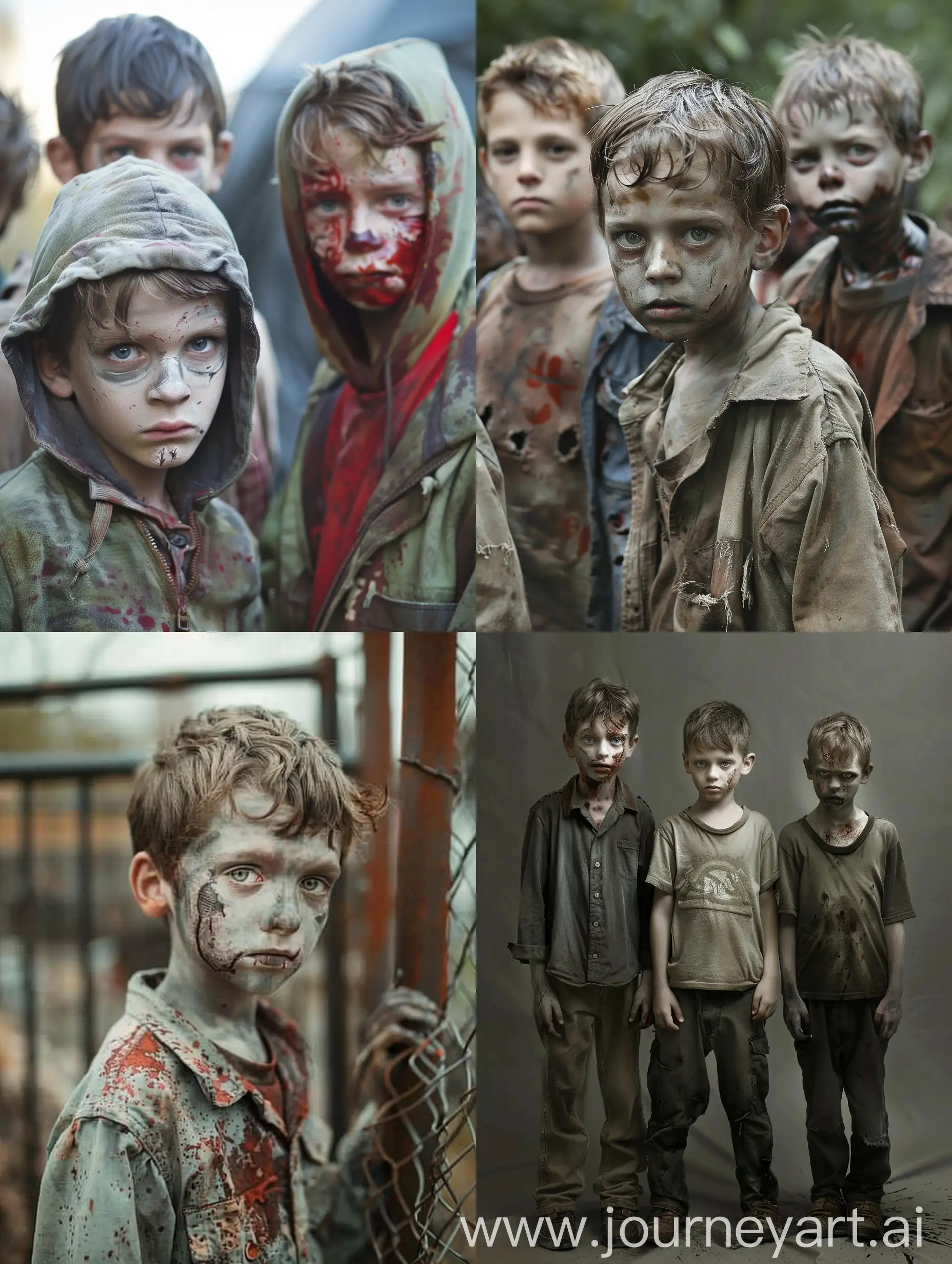 Adventurous-Little-Boys-Confronting-Playful-Zombies