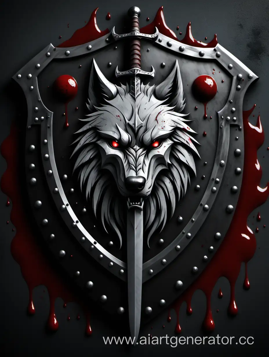 Valyrian-Steel-Crossed-Swords-Emblem-on-Black-Shield-with-Blood-Drops