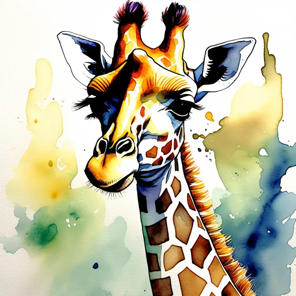Adorable Giraffe Watercolor Painting Magical Enchantment