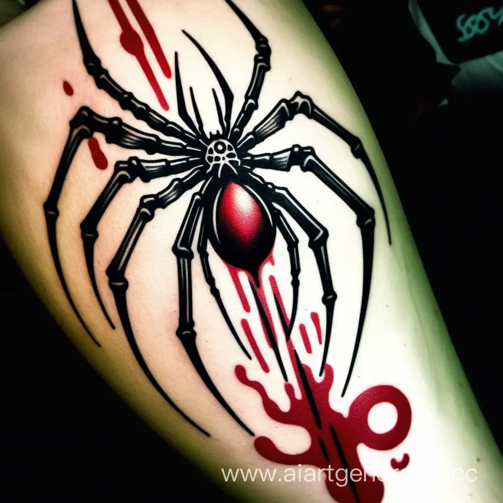 Spooky-Spider-Tattoo-Dripping-with-Blood-Horror-Art