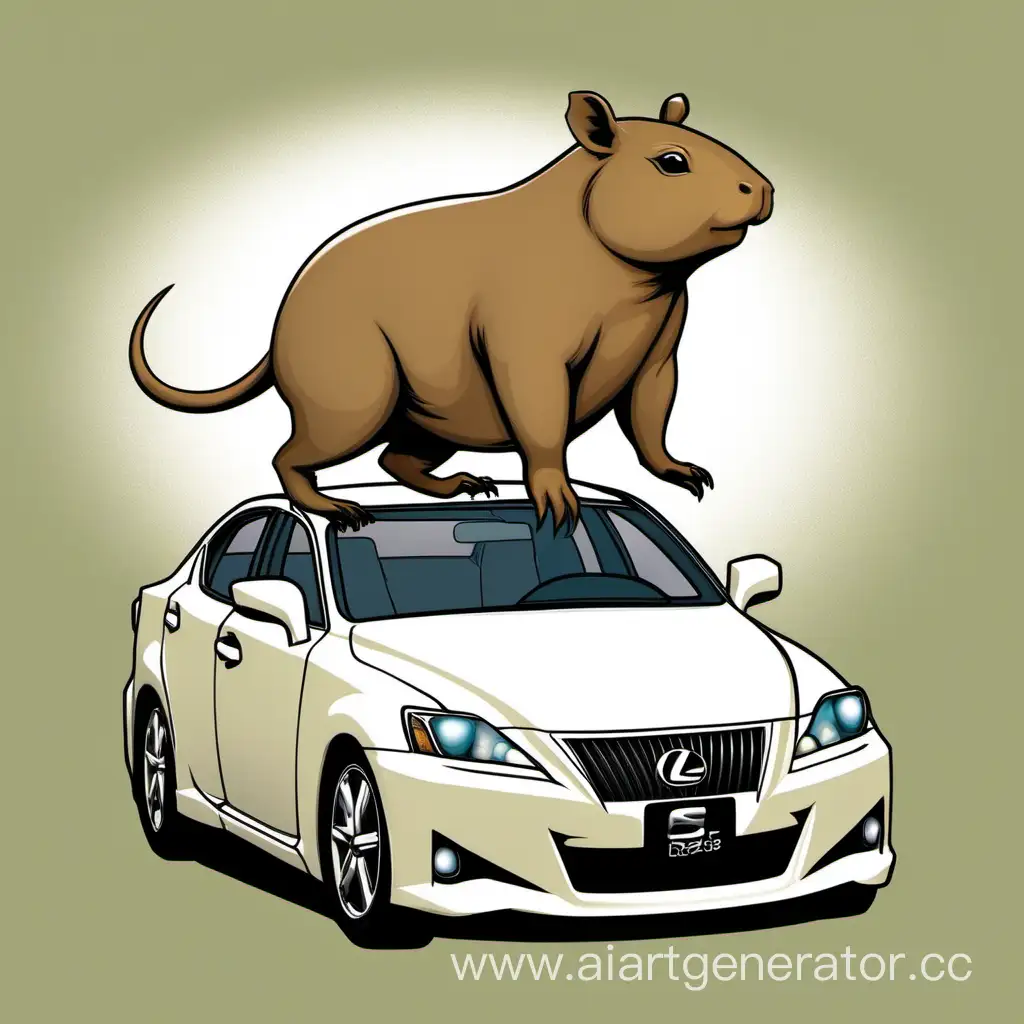 Capybara-Driving-a-2008-Lexus-IS-250-Cute-Animal-in-Luxury-Car