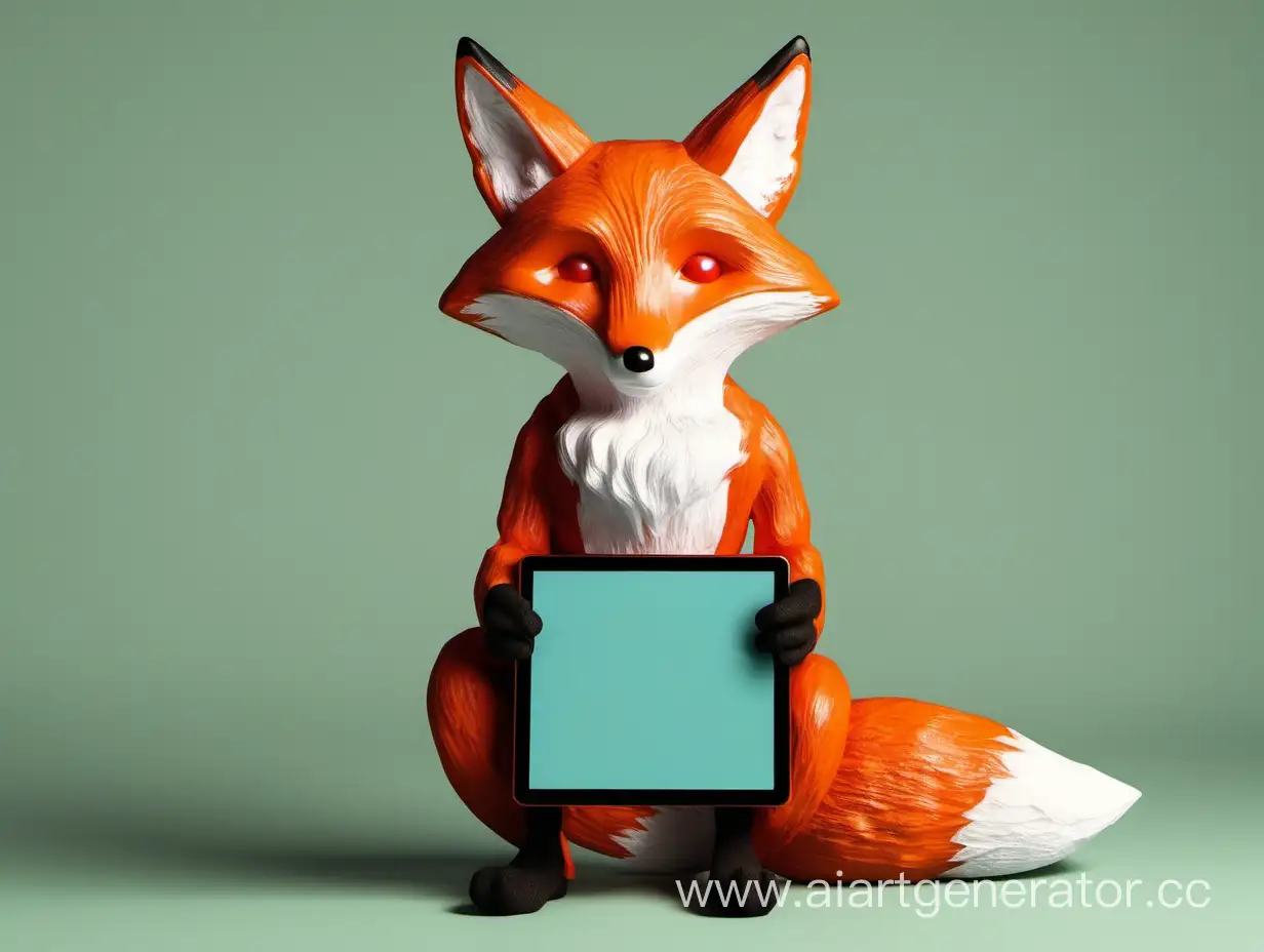 Fox-Holding-Tablets-Clever-Animal-with-Modern-Technology