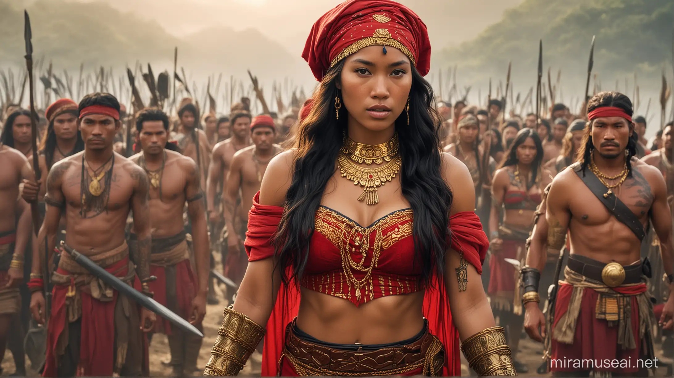 Precolonial Filipina Warrior Protecting Indigenous Natives Against Spanish Colonizers
