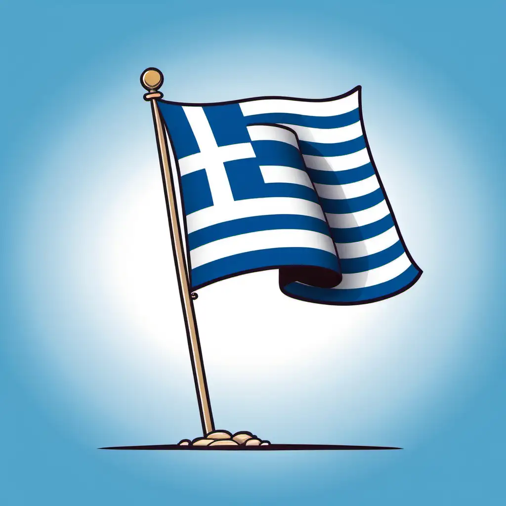 Colorful Cartoon Greek Flag Illustration