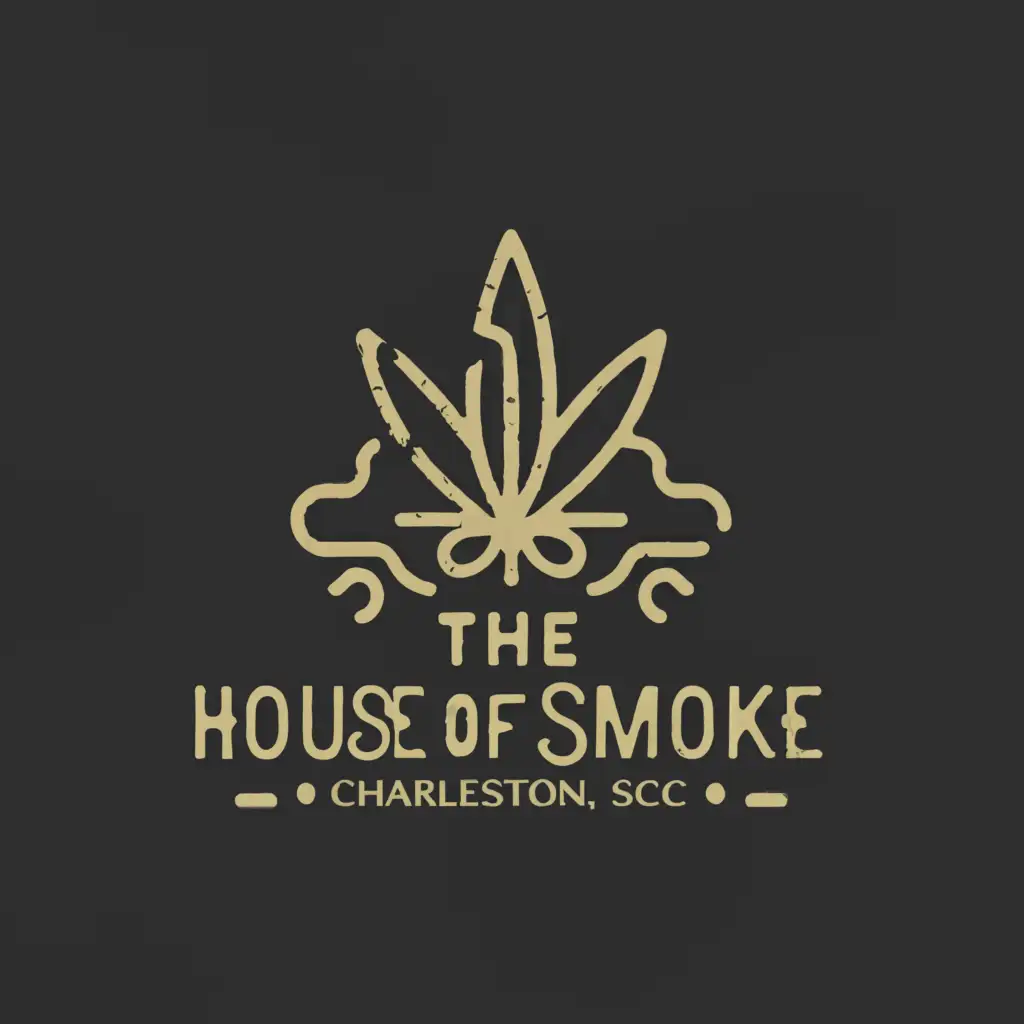 a logo design,with the text "House of Smoke - Smoke Shop
Charleston, SC", main symbol:foggy marijuana leaf,Moderate,be used in Retail industry,clear background