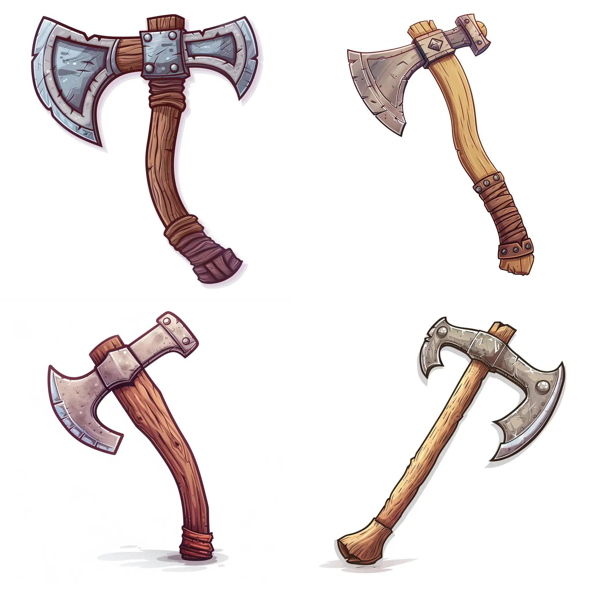 Cartoon-Viking-Axe-in-Side-View-on-White-Background