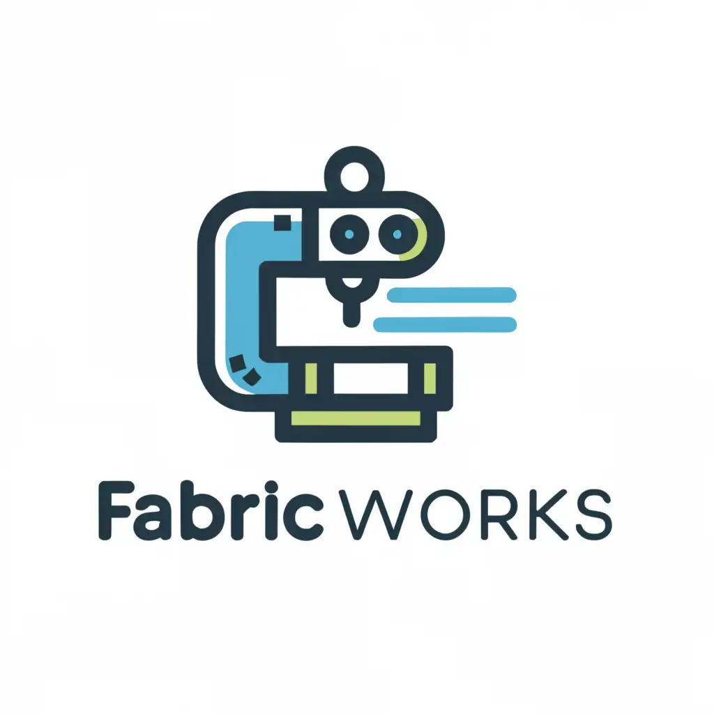 a logo design,with the text "Fabric Works", main symbol:T-shirt printing machine
/embroidery,Moderate,be used in Sports Fitness industry,clear background