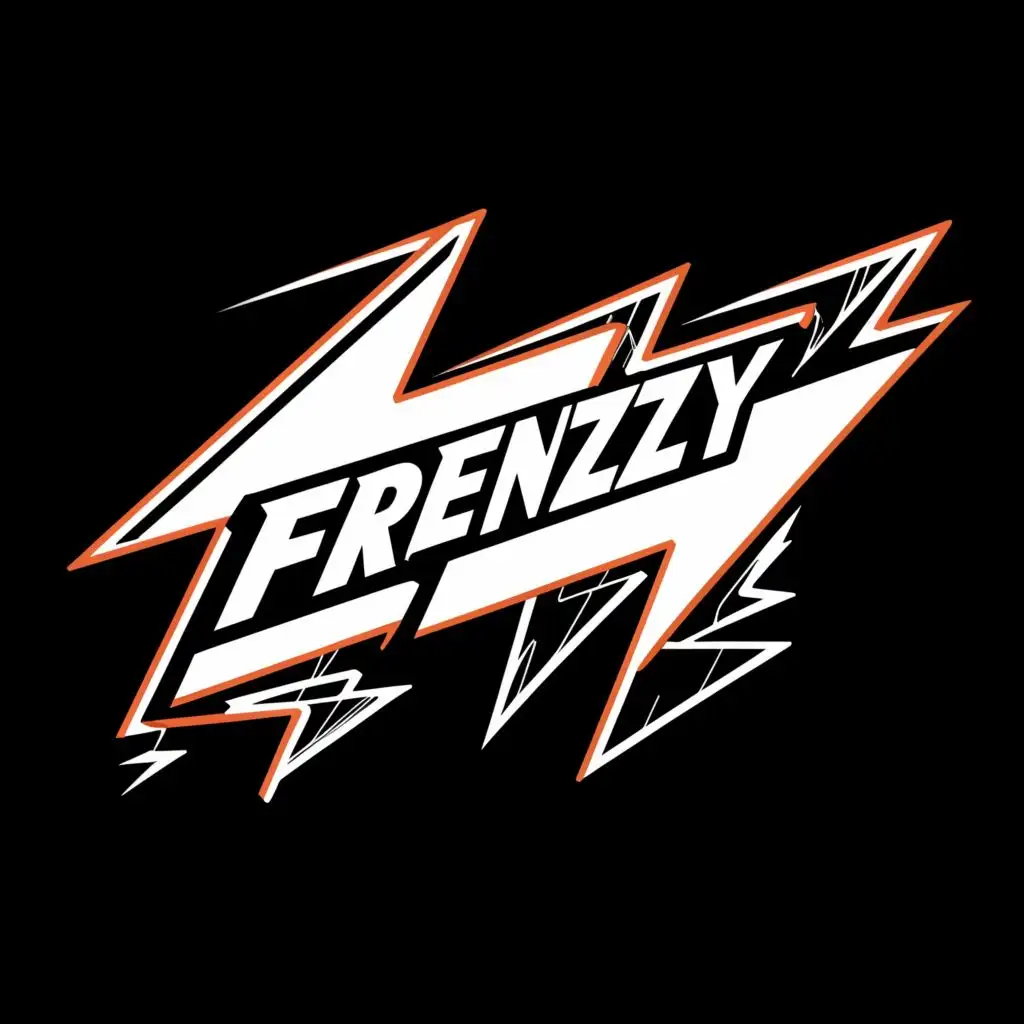 logo, lightning black and white, with the text "Frenzy", typography