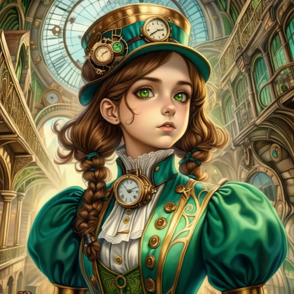 Dystopian Victorian Girl in Steampunk Attire Intricately Detailed Anime Illustration