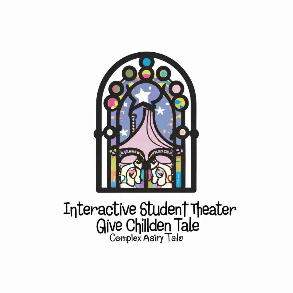 a logo design,with the text "Interactive student theater "Give Children a Fairy Tale"", main symbol:Fairytale window with casings,Сложный,be used in Другие industry,clear background