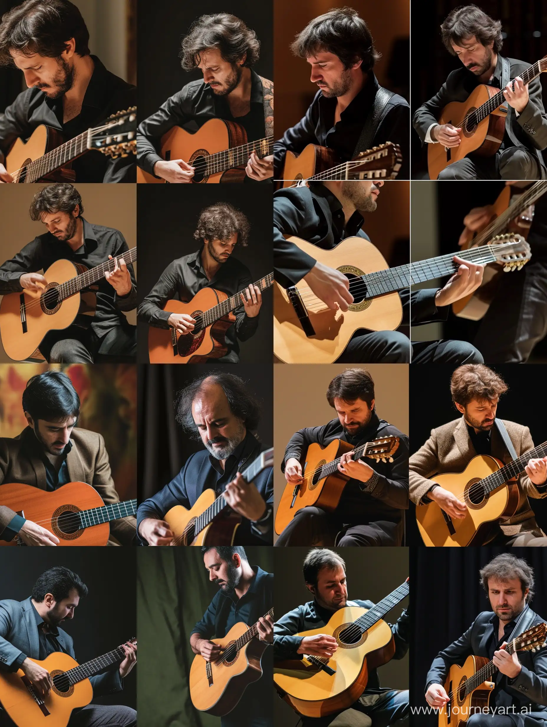 Acoustic-Guitarist-Variations-Sitting-Classical-Posture-and-Standing-with-Strap
