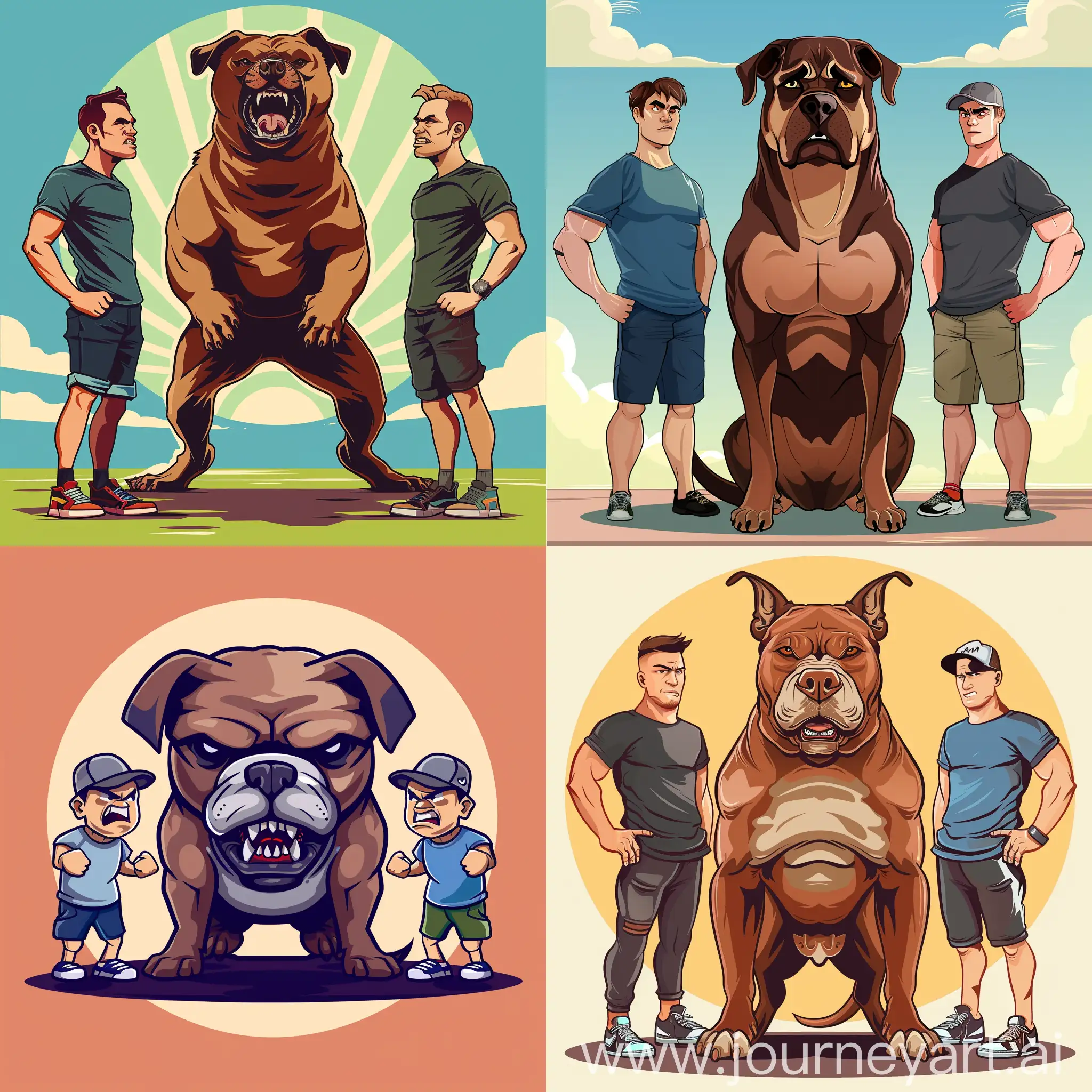 Fierce-Dog-Training-Session-with-Two-Trainers-Vector-Art