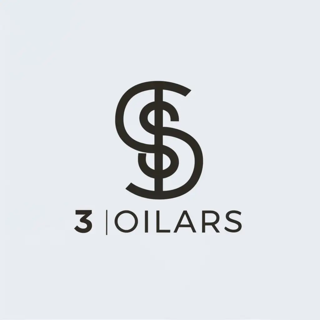 a logo design,with the text "3 dollars", main symbol:Dollar and number 3,Minimalistic,be used in Technology industry,clear background