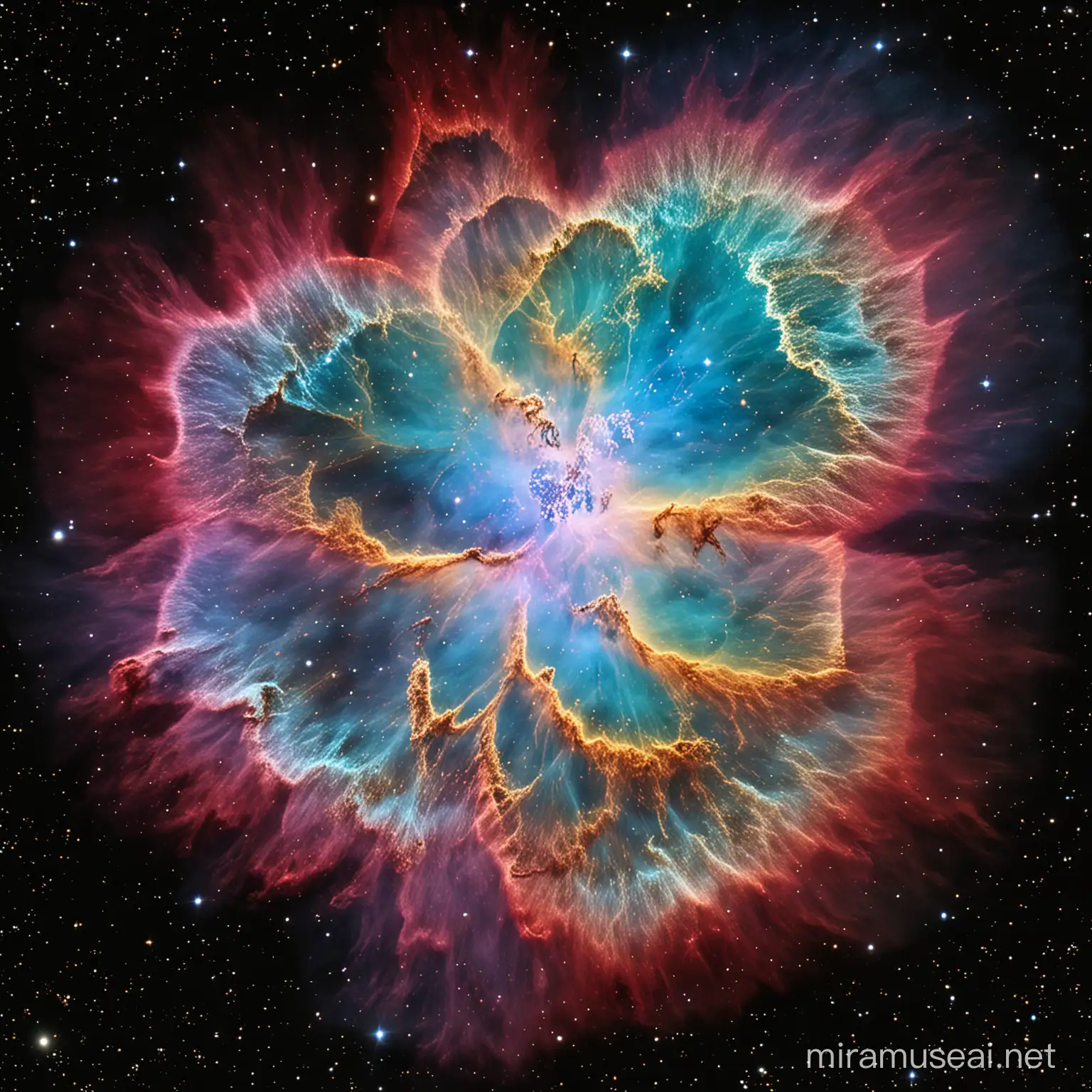 Stellar Eruption Dynamic Crab Nebula in Dazzling Colors