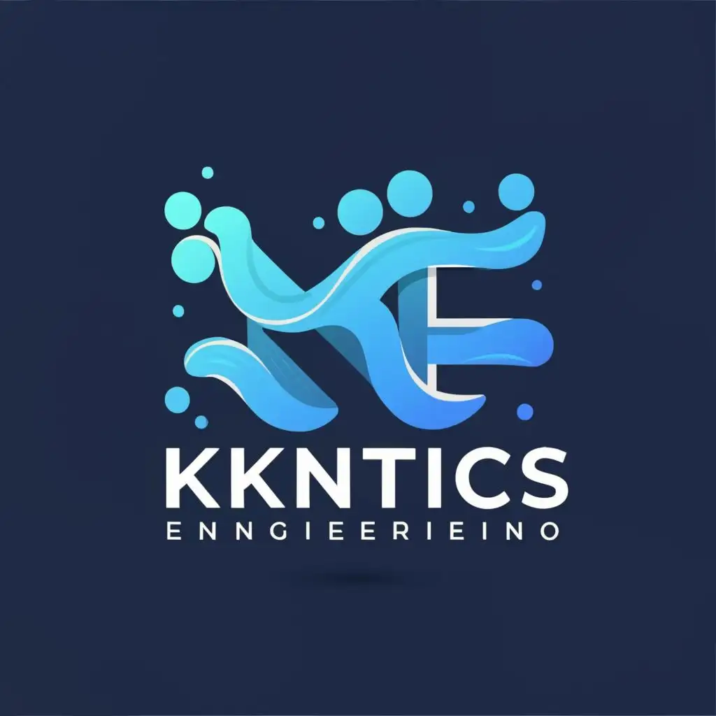 logo, water ocean
blue color
Kem Kinetics Engineering, with the text "KKE", typography, be used in Technology industry