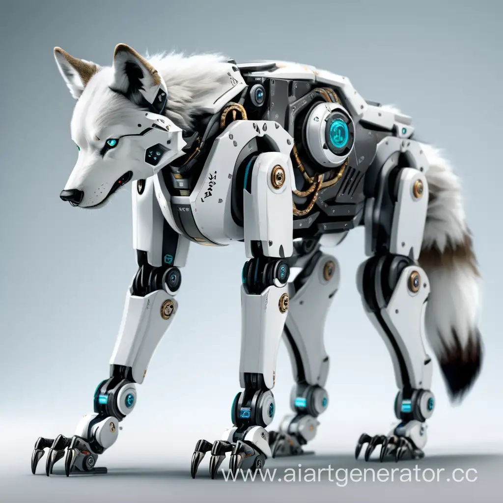 Робот волк, стоящий на 4-рех лаппах

