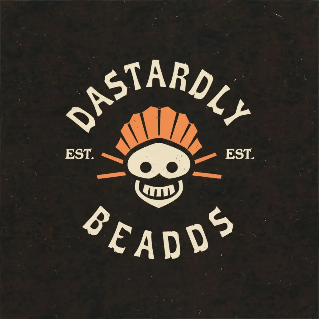 LOGO-Design-For-Dastardly-Beads-Minimalistic-Skull-and-Scallop-Shell-Pirate-Emblem