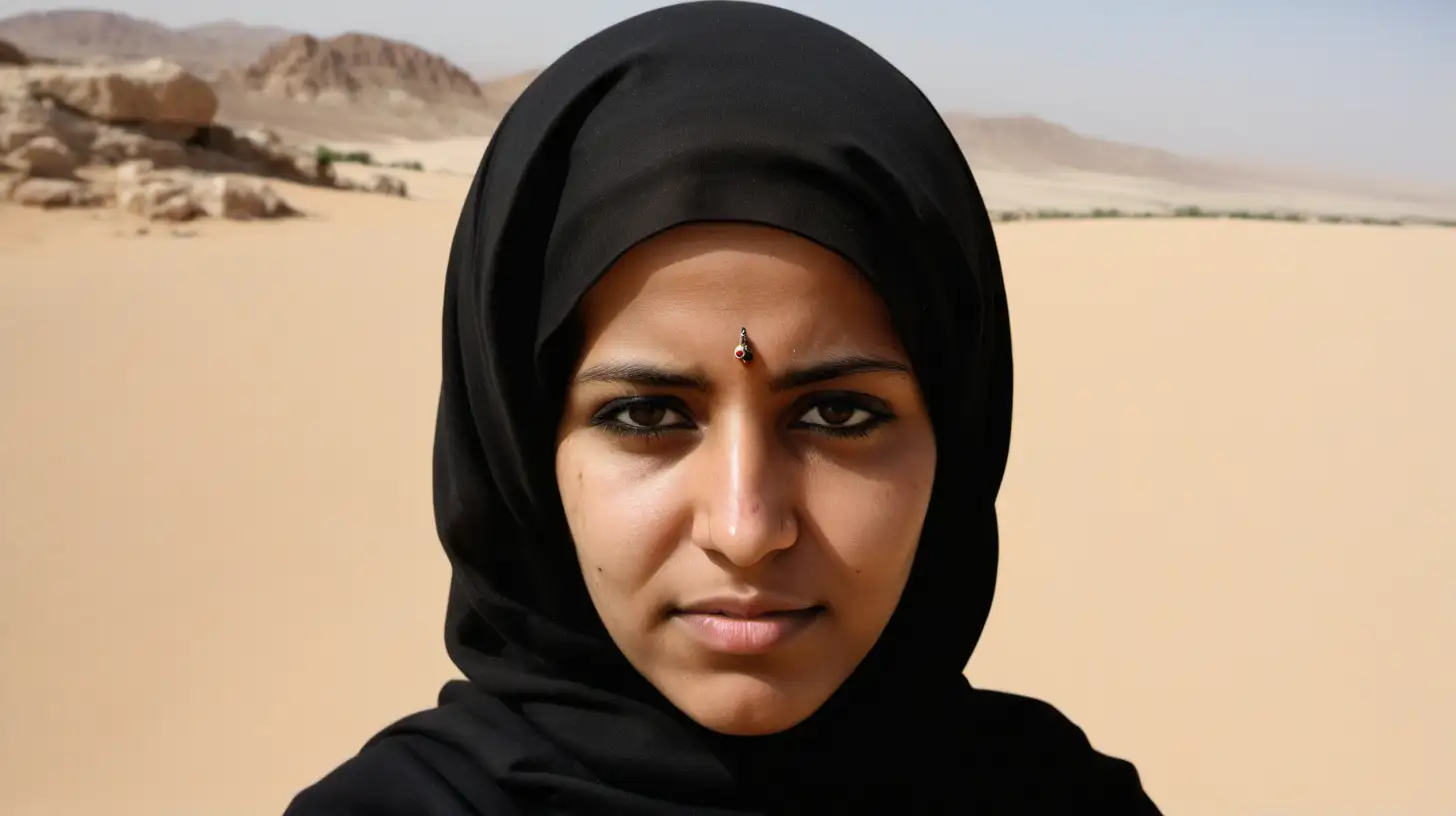 Beautiful Bedouin Women Heads in Desert Landscape