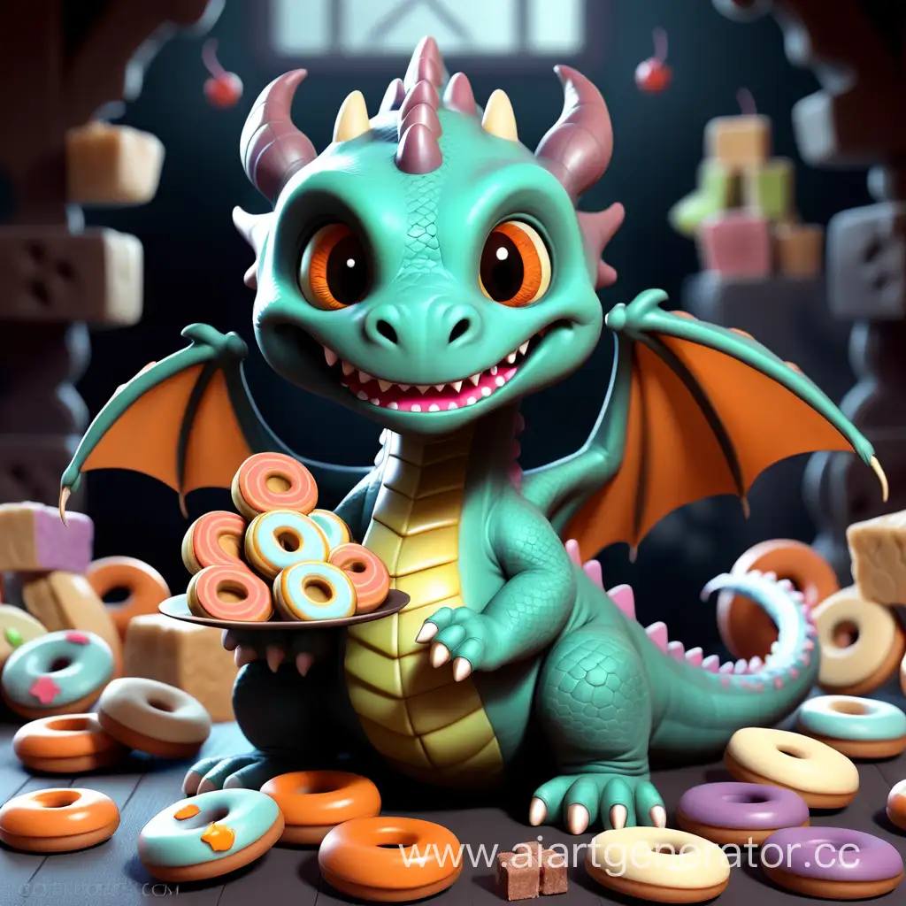 Adorable-Dragon-Surrounded-by-Delectable-Treats