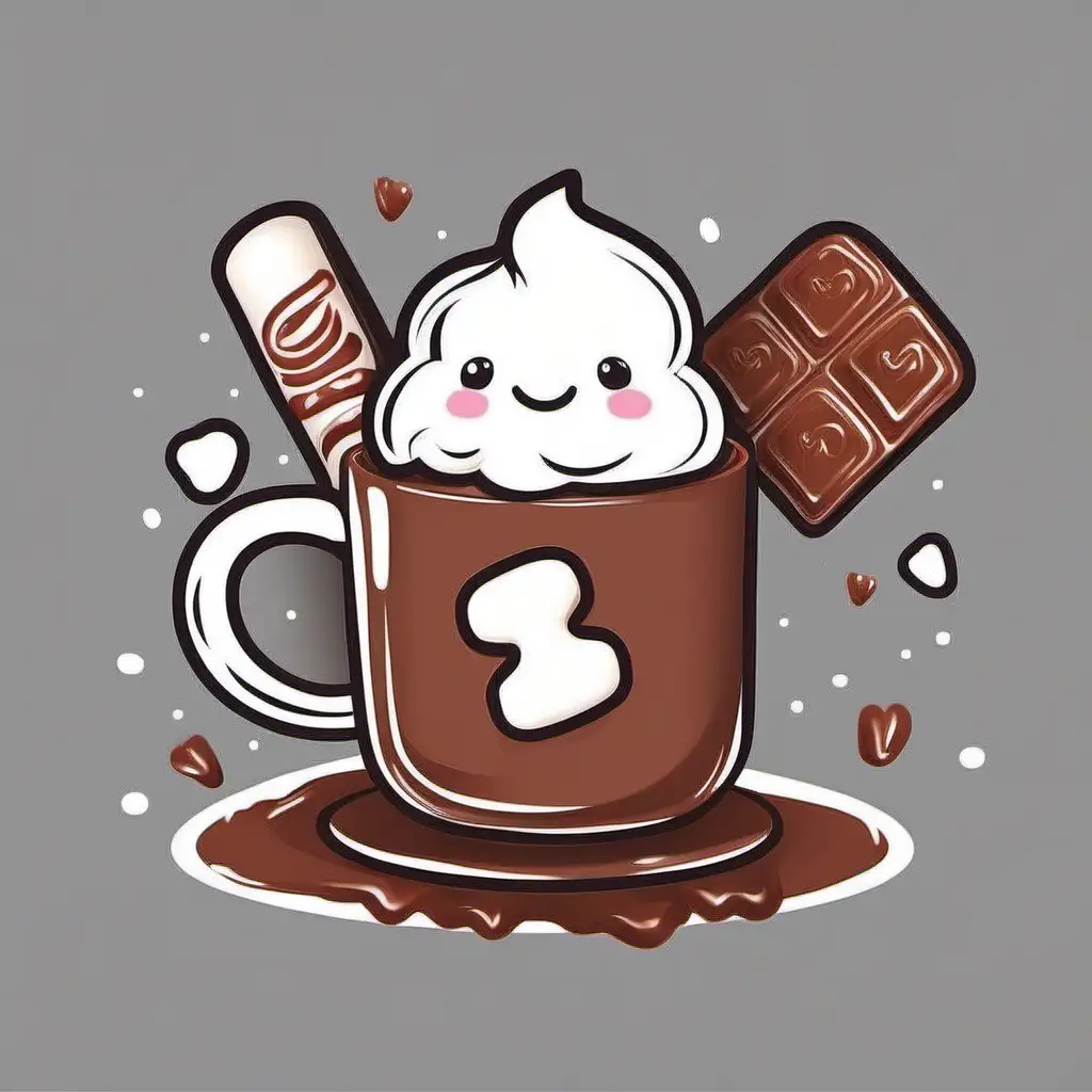 cute hot chocolate and marshmallow creative design for tshirt easy design