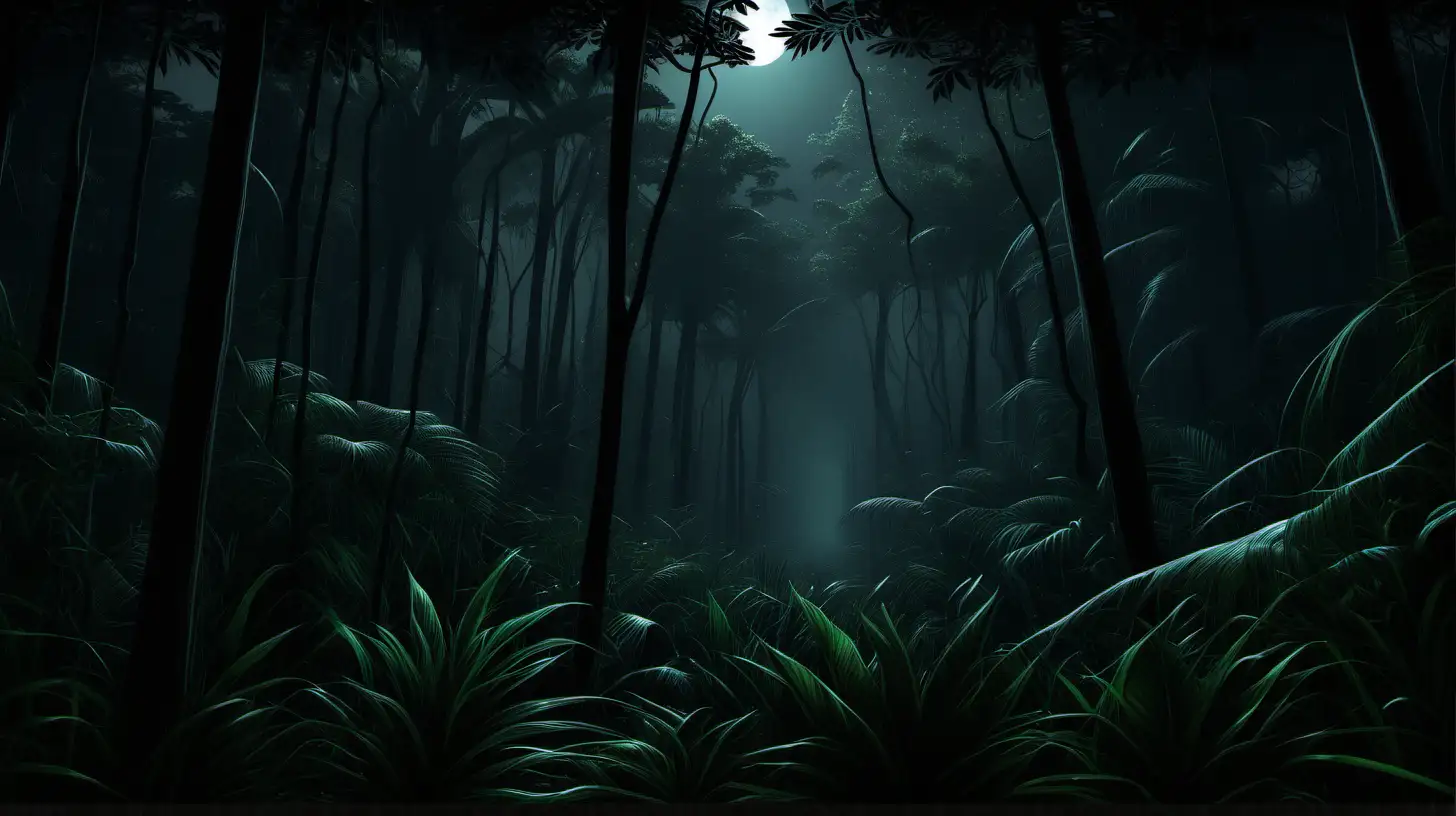 Enchanting Jungle Night Scene with Realistic Details